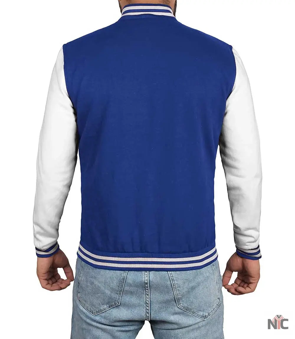 Men's Royal Blue & White Varsity Jacket - Classic Baseball Bomber Style NYC Jackets