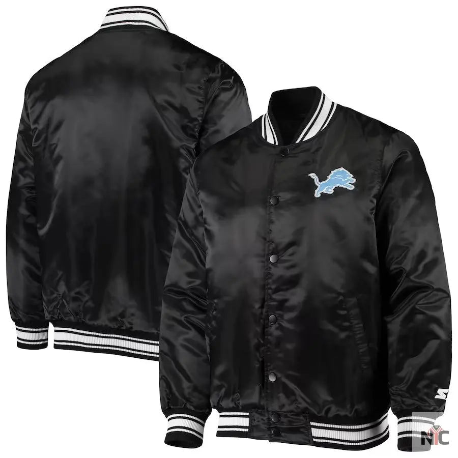 Men’s Starter Black Detroit Lions Locker Room Varsity Jacket NYC Jackets