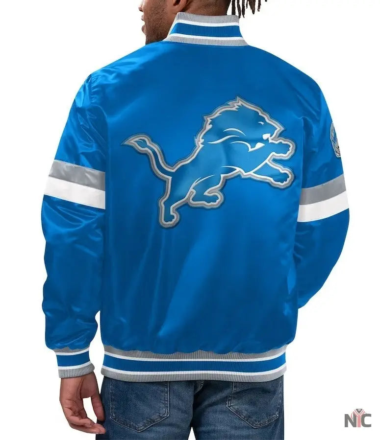 Men’s Starter Blue Detroit Lions Home Game Varsity Jacket NYC Jackets