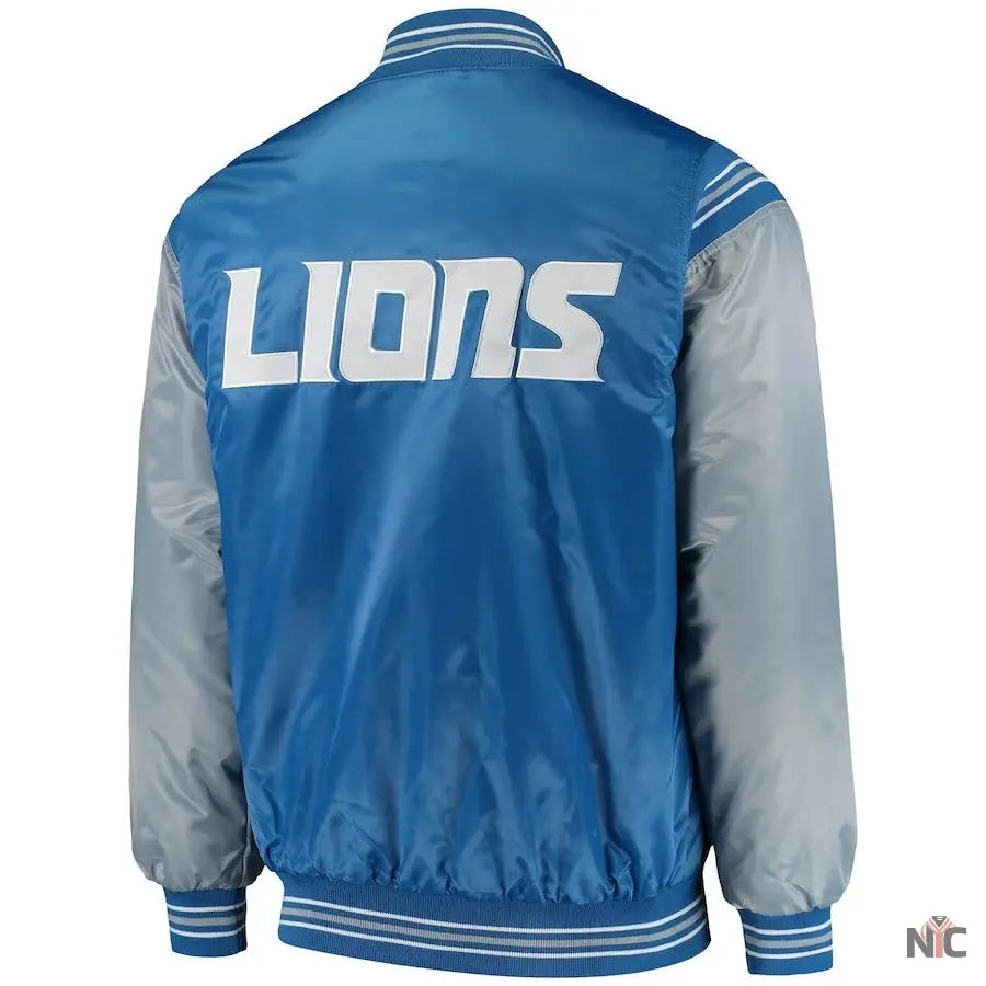 Men’s Starter Detroit Lions Enforcer Satin Varsity Full-snap Jacket NYC Jackets
