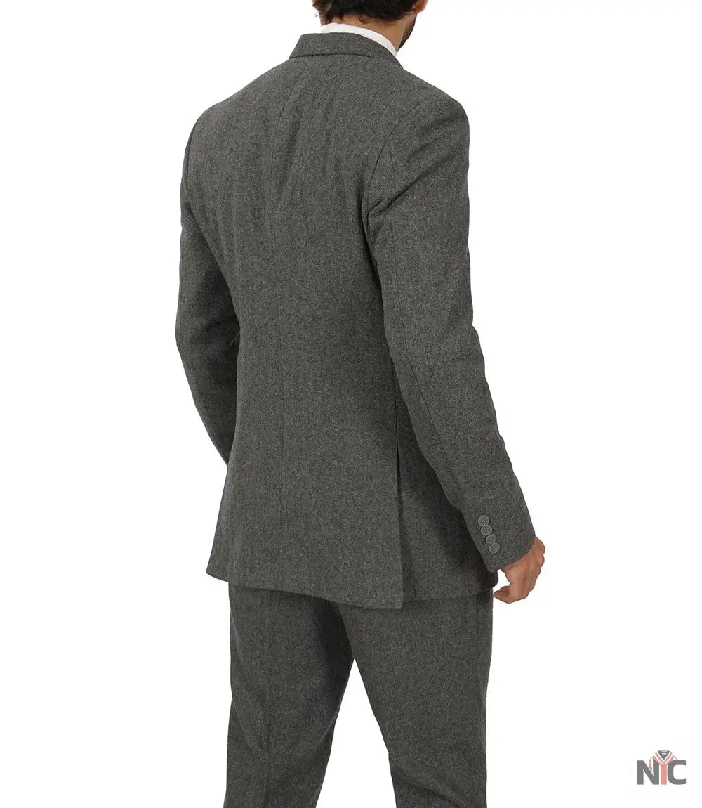 Men's Vintage 3-Piece Grey Tweed Suit for Prom NYC Jackets