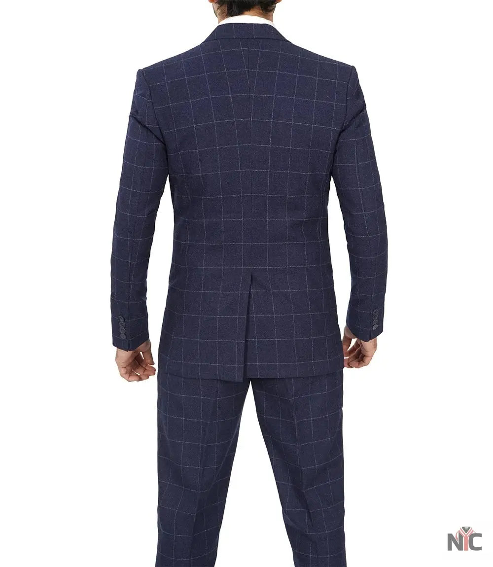 Men's Vintage 3-Piece Navy Blue Prom Suit - Wedding Suit NYC Jackets