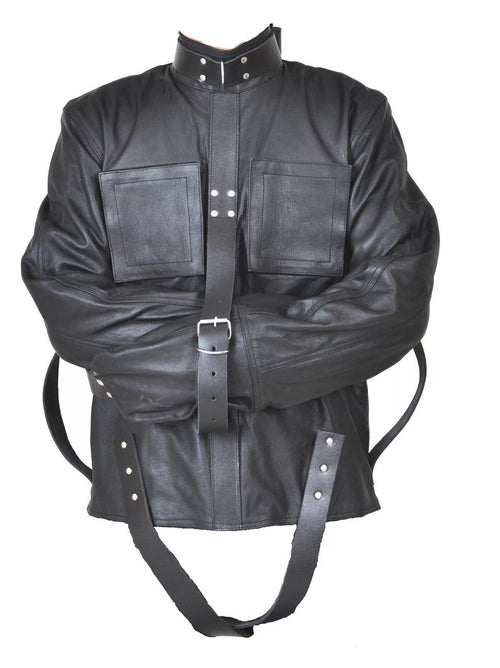 Men’s Real Heavy Duty Leather Straight Jacket NYC Jackets