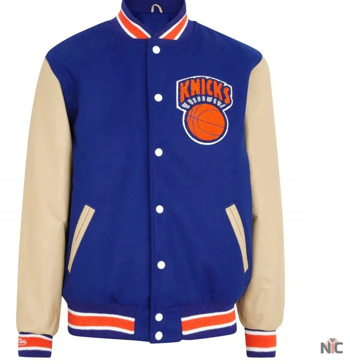 Mens New York Knicks Blue Letterman Jacket NYC Jackets
