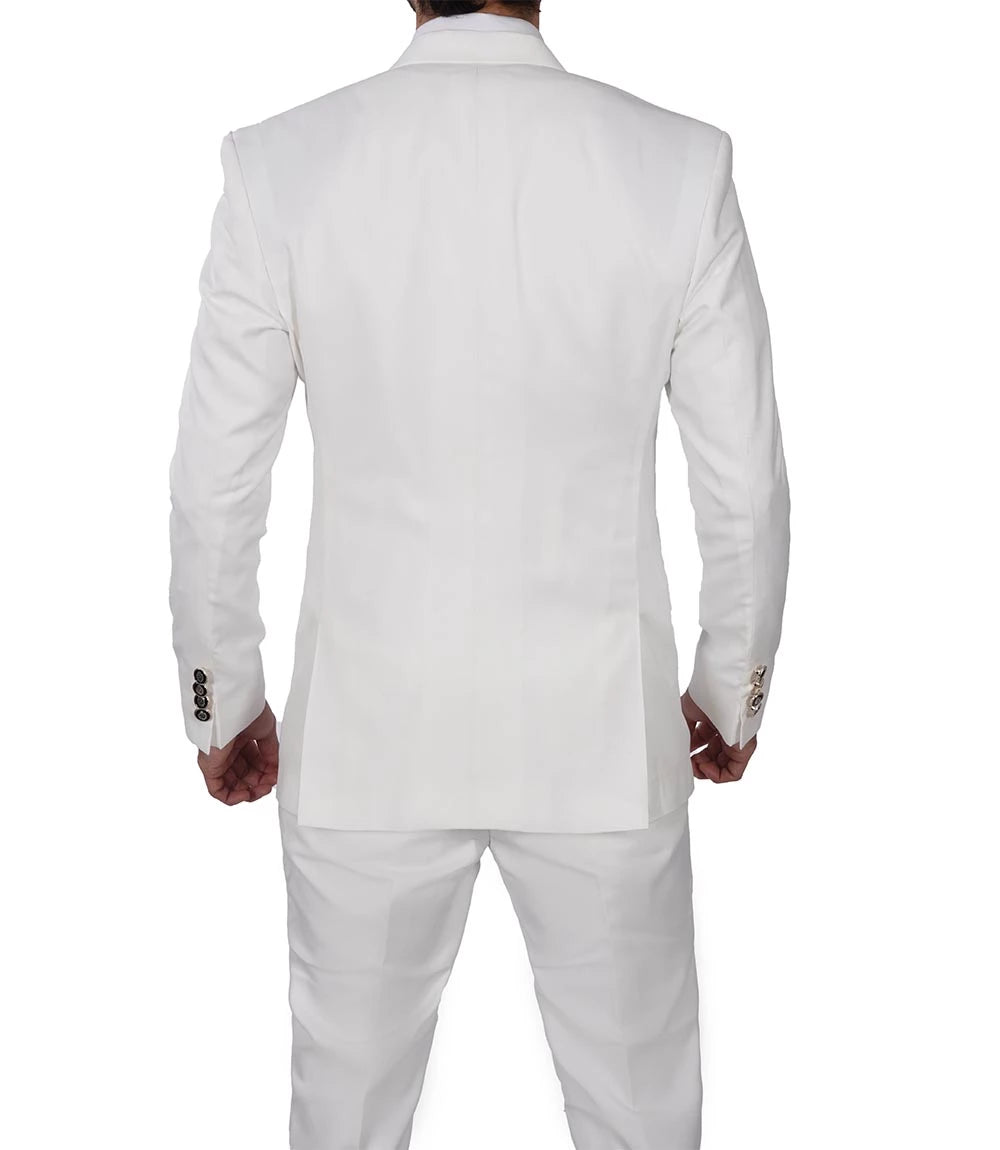 Classic Double-Breasted White 3-Piece Men's Wedding Suits