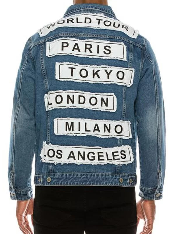 Mens World Tour Denim Jacket NYC Jackets