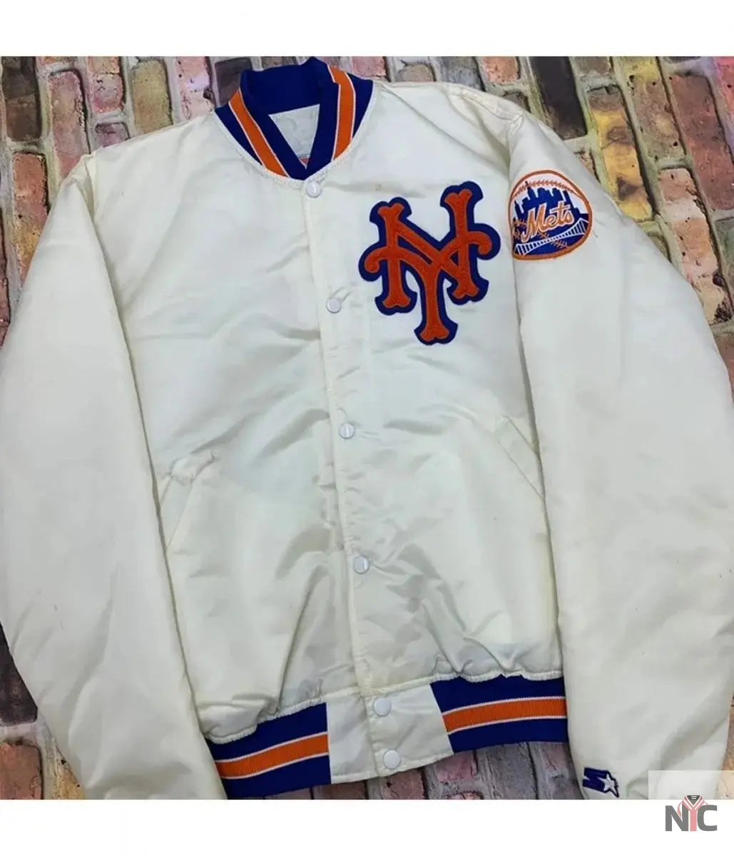 Mets New York Blue and White Satin Jacket NYC Jackets
