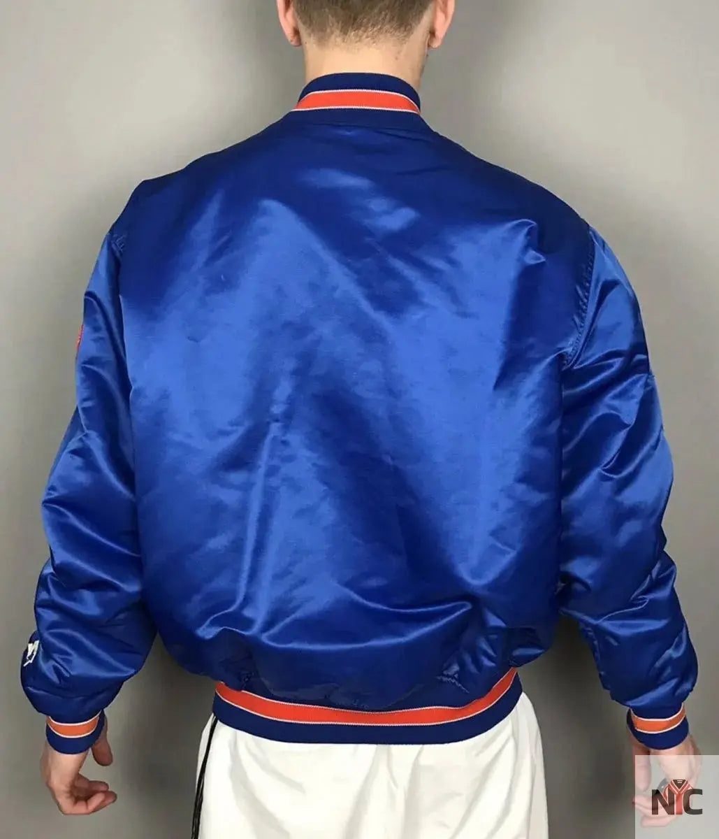 Mets New York Blue and White Satin Jacket NYC Jackets