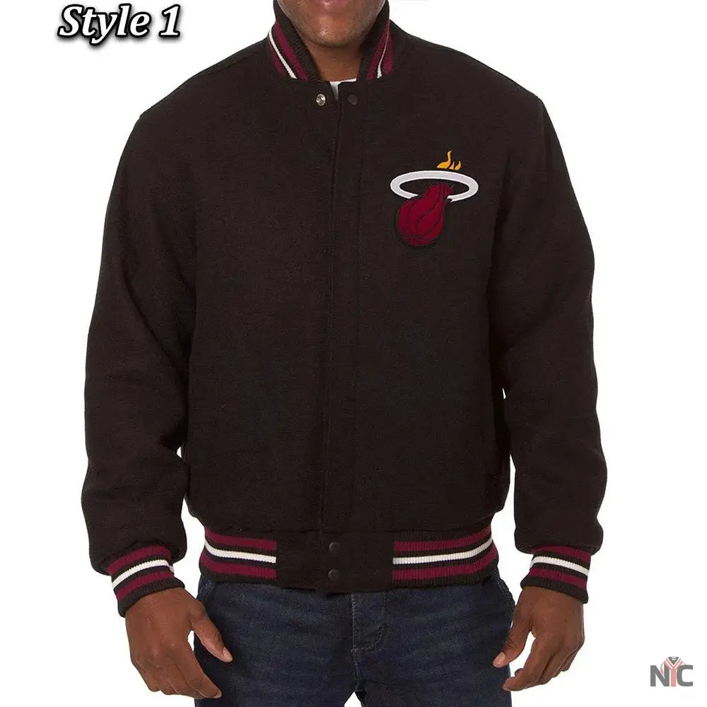 Miami Heat Black Wool Varsity Jacket NYC Jackets