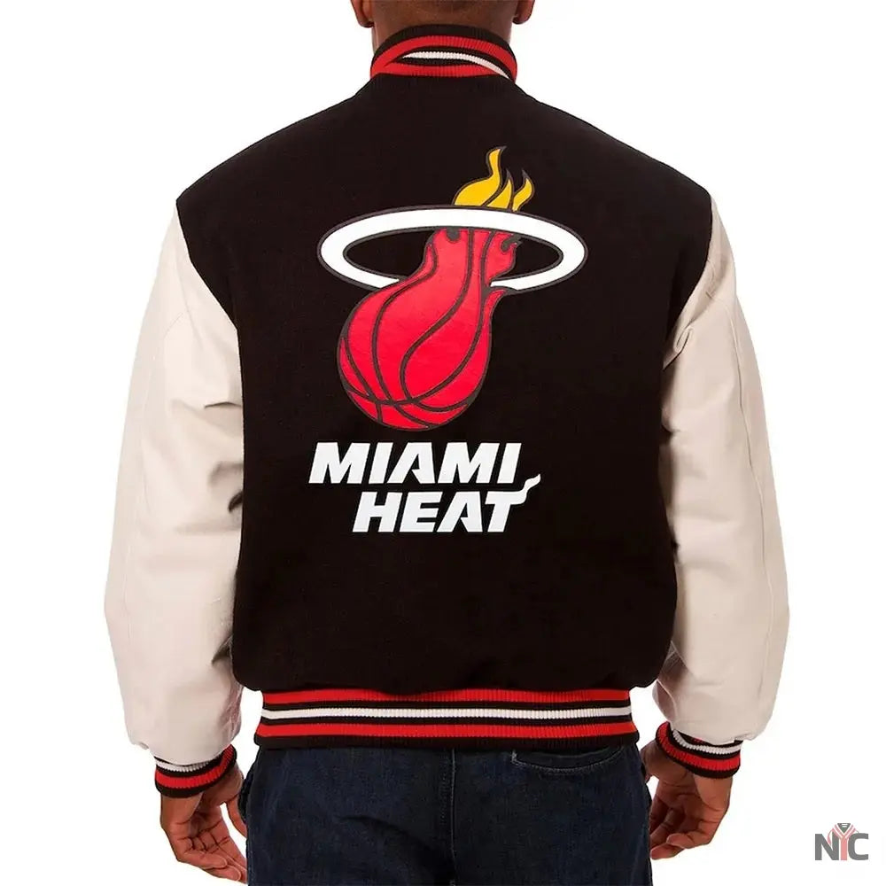 Miami Heat Black and White Varsity Jacket NYC Jackets