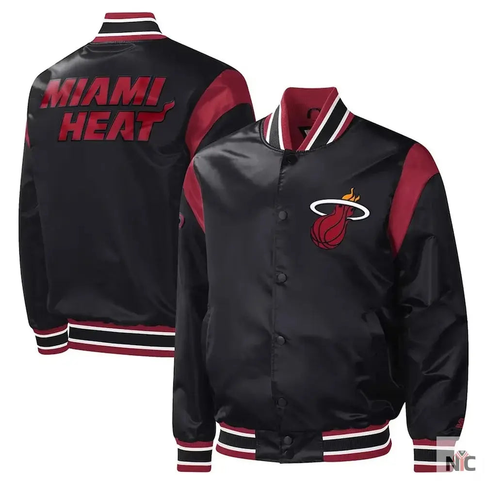 Miami Heat Force Play Varsity Satin Jacket NYC Jackets