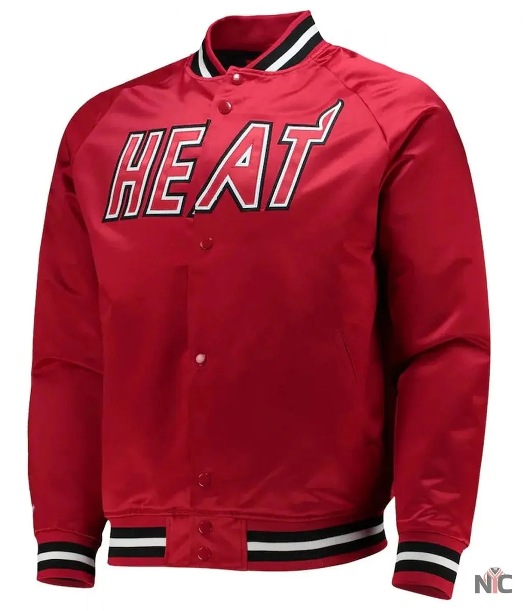 Miami Heat Hardwood Classics Red Satin Jacket NYC Jackets