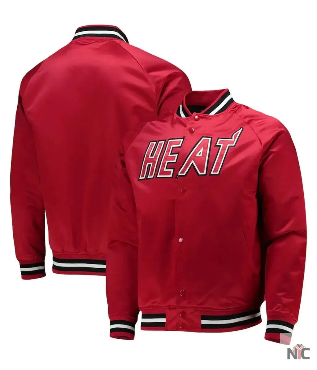 Miami Heat Hardwood Classics Red Satin Jacket NYC Jackets
