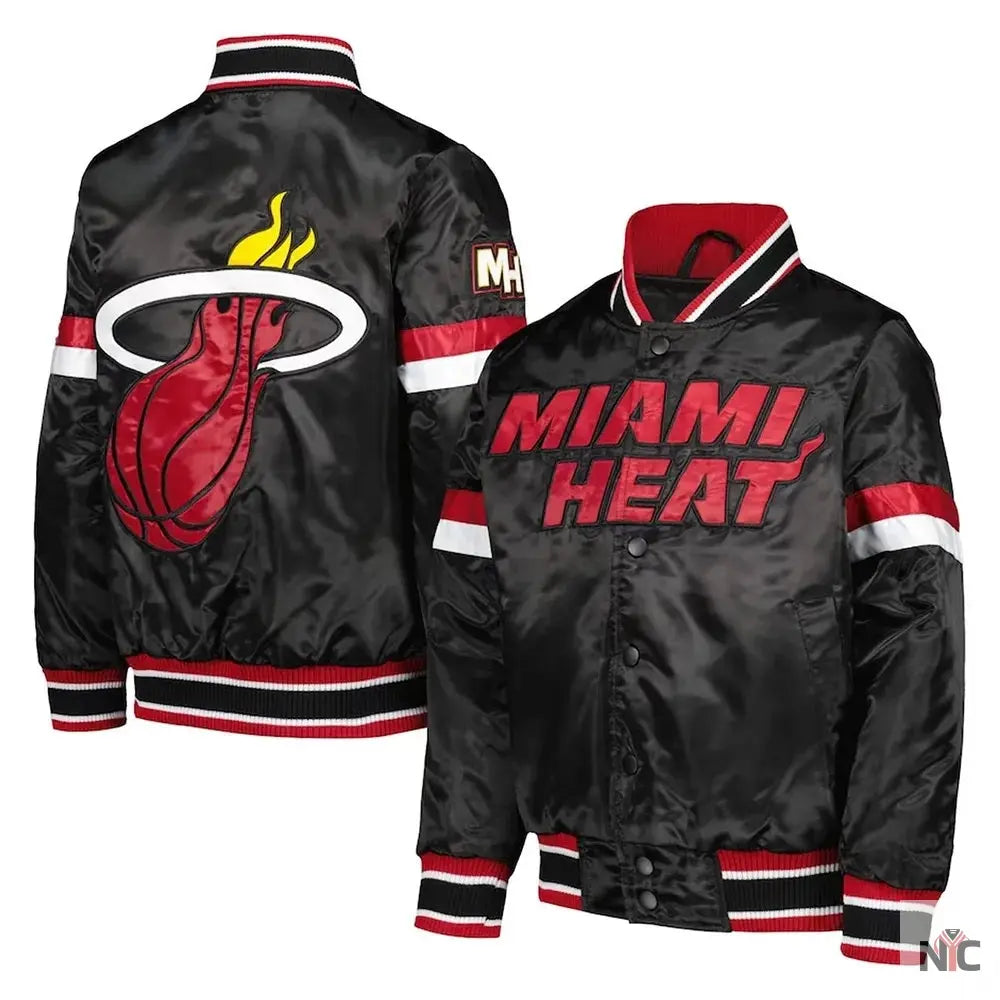Miami Heat Home Game Black Satin Jacket NYC Jackets