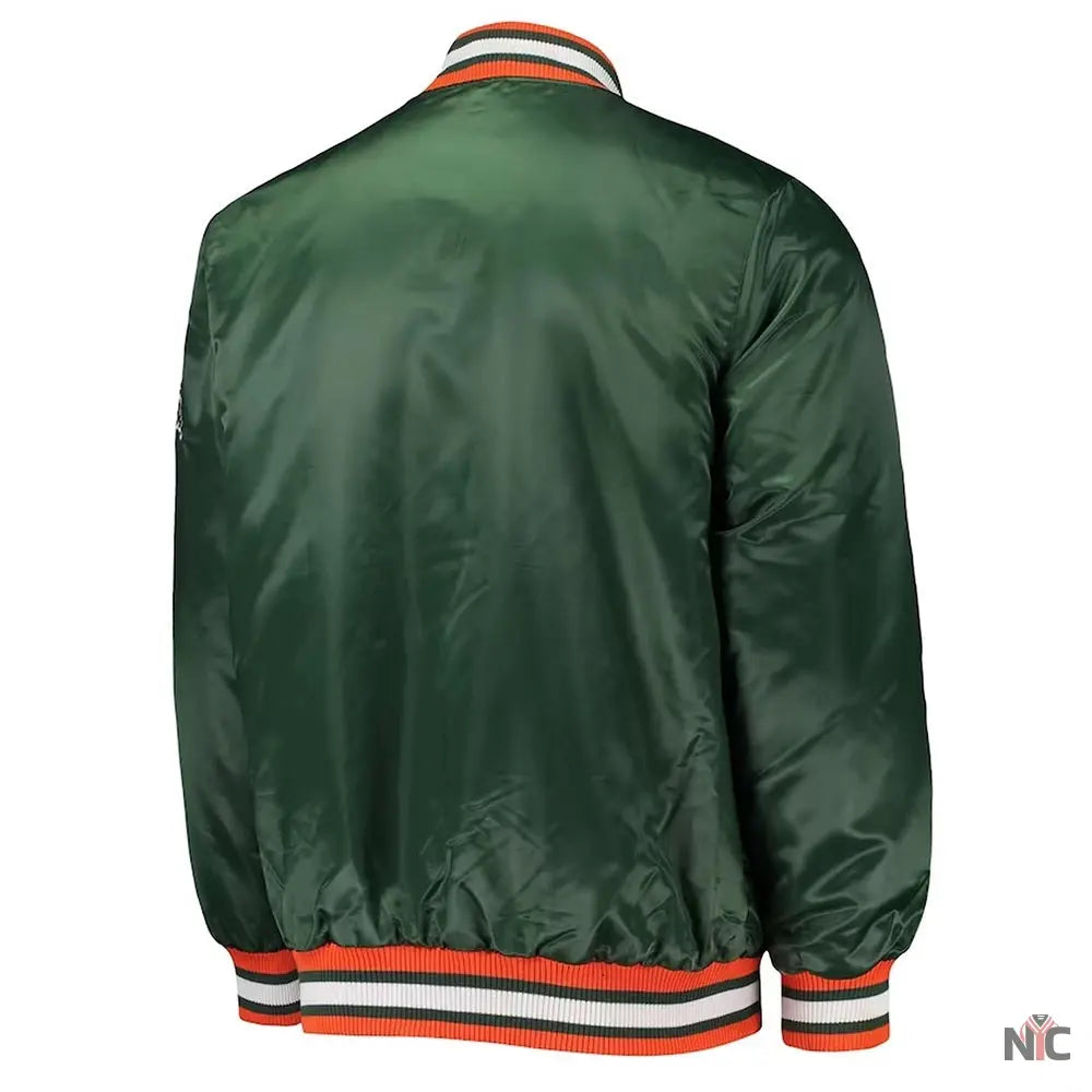 Miami Hurricanes OLine Green Satin Jacket NYC Jackets