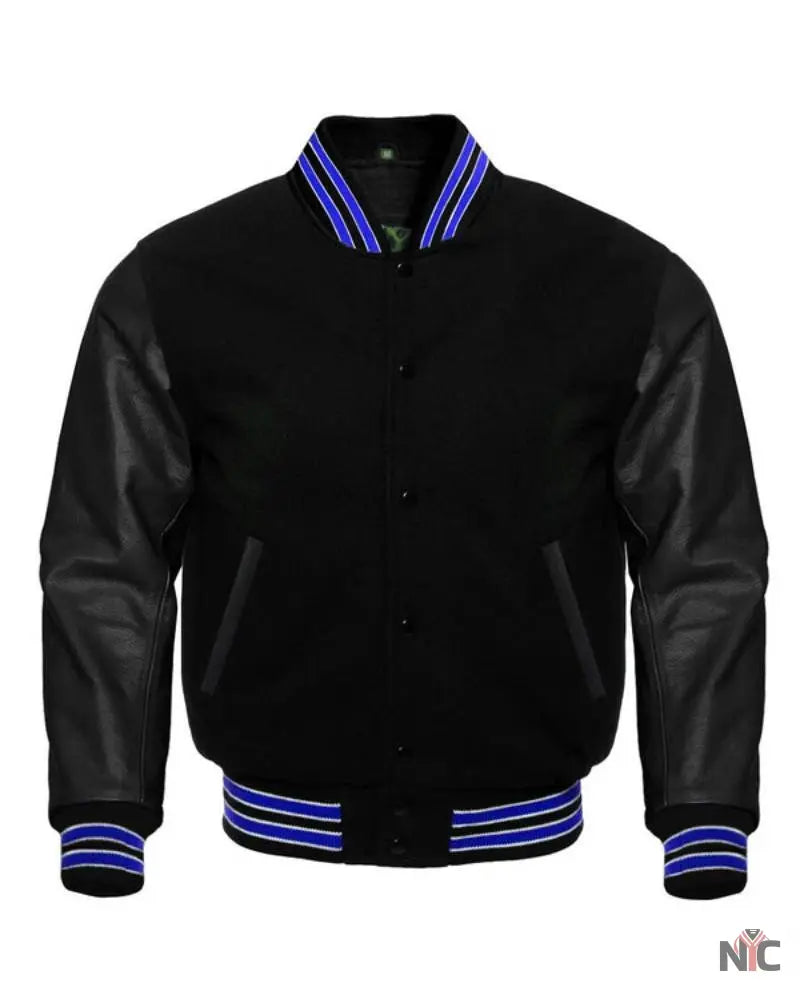 Midnight Varsity Jacket With Royal Highlights NYC Jackets