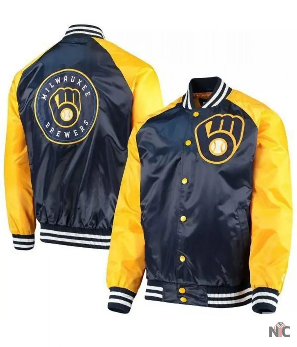Milwaukee Brewers Blue and Yellow Jacket NYC Jackets