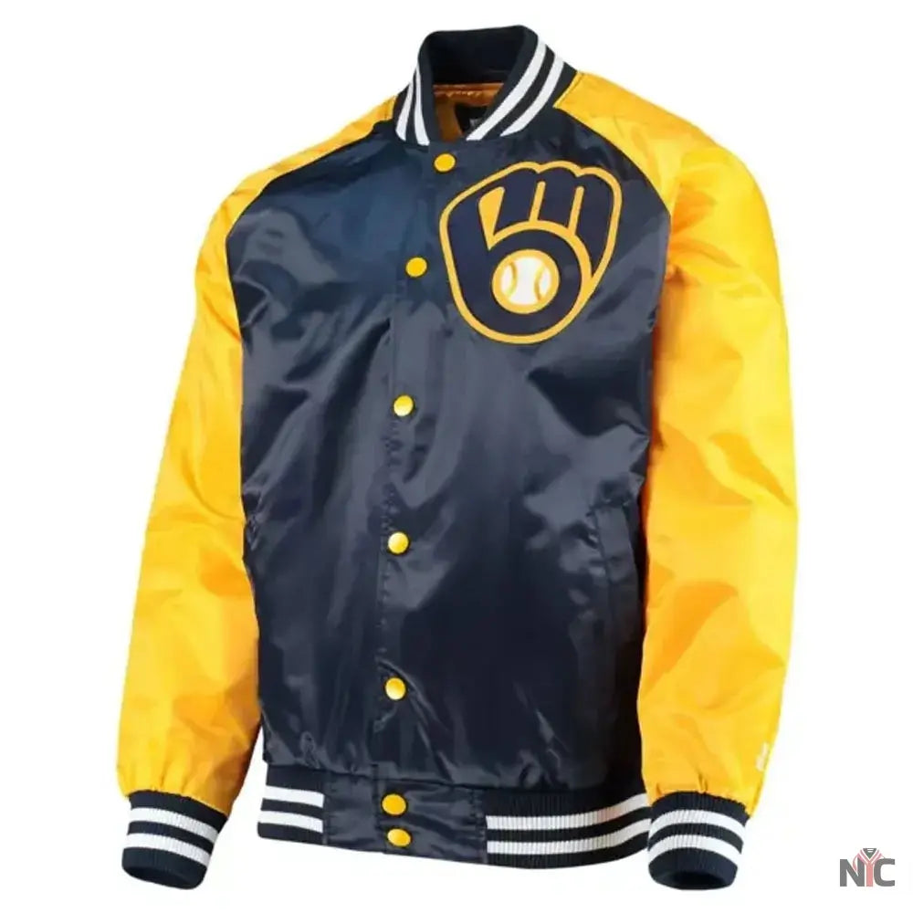 Milwaukee Brewers Blue and Yellow Jacket NYC Jackets