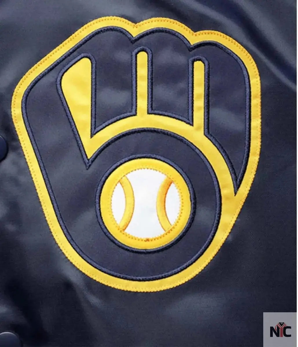 Milwaukee Brewers Reliever Satin Raglan Full-Snap Jacket NYC Jackets