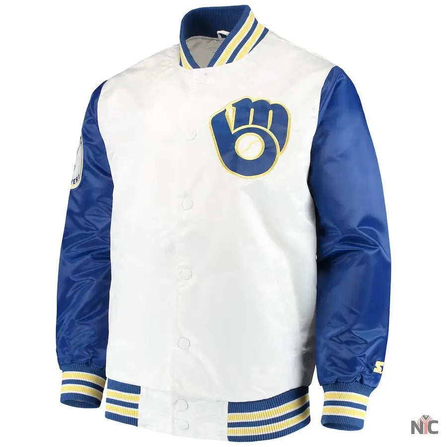 Milwaukee Brewers The Legend White Satin Jacket NYC Jackets