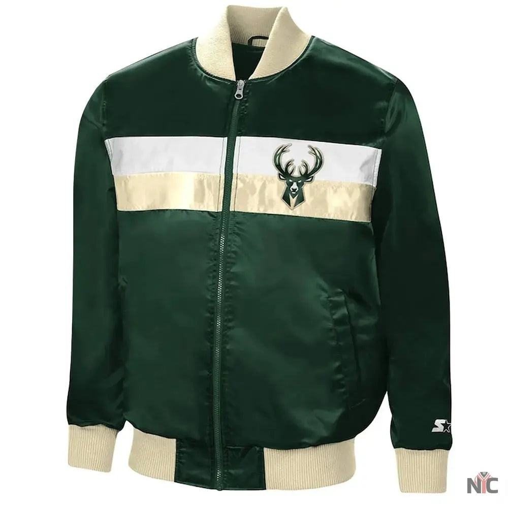 Milwaukee Bucks Ambassador Green Satin Jacket NYC Jackets