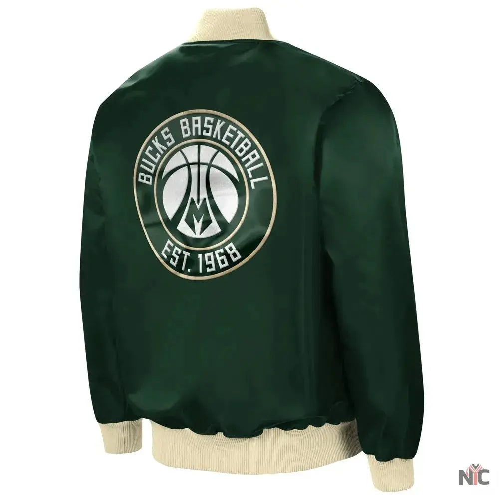 Milwaukee Bucks Ambassador Green Satin Jacket NYC Jackets