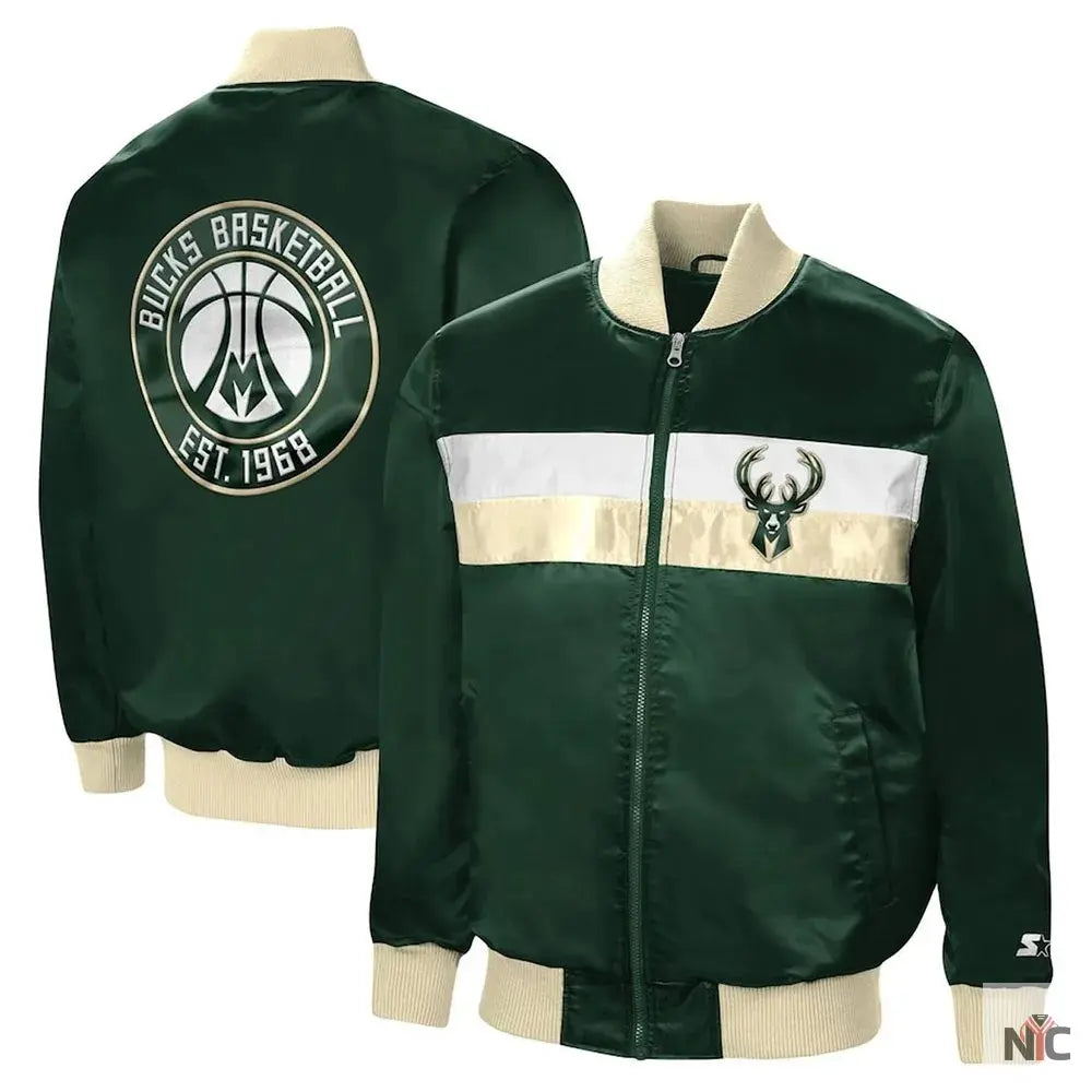 Milwaukee Bucks Ambassador Green Satin Jacket NYC Jackets