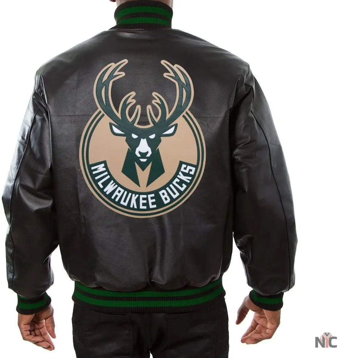 Milwaukee Bucks Black Leather Varsity Jacket NYC Jackets