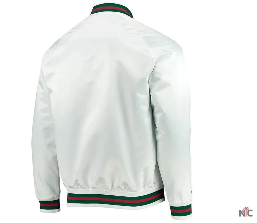 Milwaukee Bucks Hardwood Classics White Satin Jacket NYC Jackets