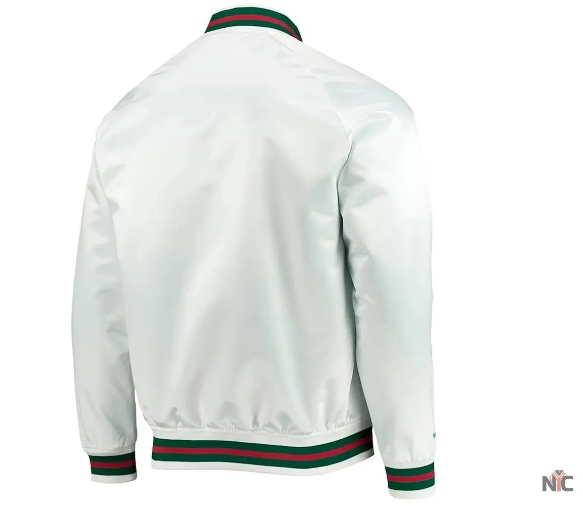 Milwaukee Bucks Hardwood Classics White Satin Jacket NYC Jackets
