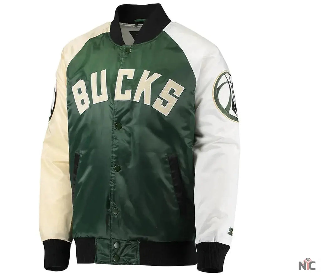 Milwaukee Bucks Tricolor Remix Satin Jacket NYC Jackets