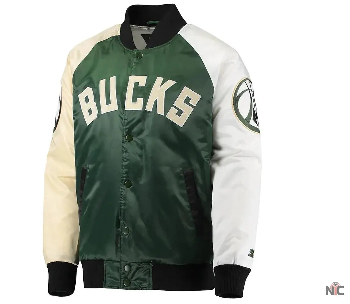 Milwaukee Bucks Tricolor Remix Satin Jacket NYC Jackets