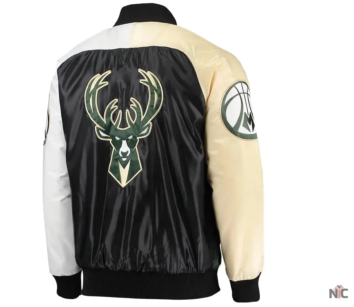 Milwaukee Bucks Tricolor Remix Satin Jacket NYC Jackets