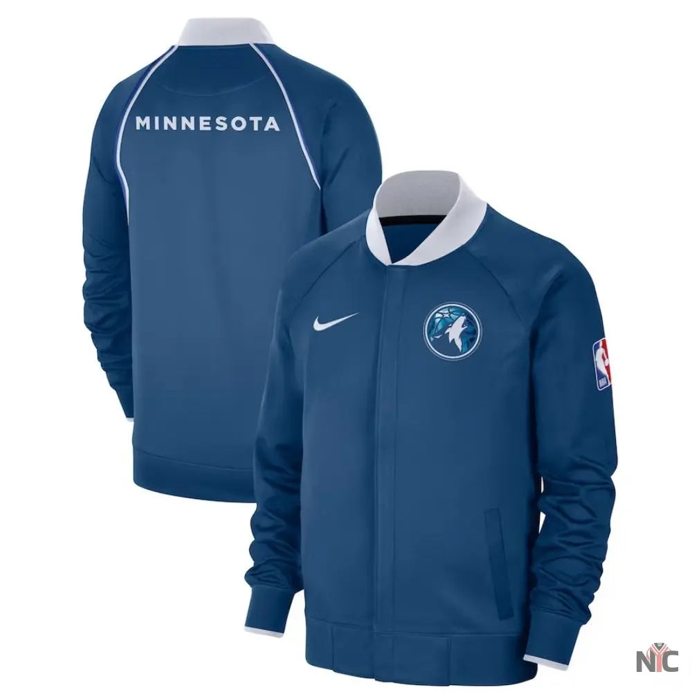 Minnesota Timberwolves 2023/24 Blue Raglan Jacket NYC Jackets
