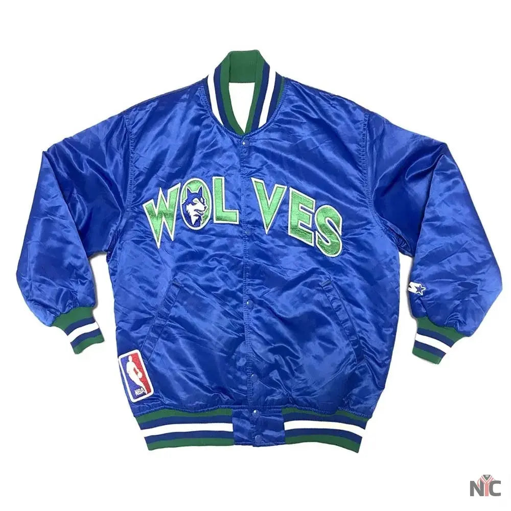 Minnesota Timberwolves 90’s Blue Satin Jacket NYC Jackets