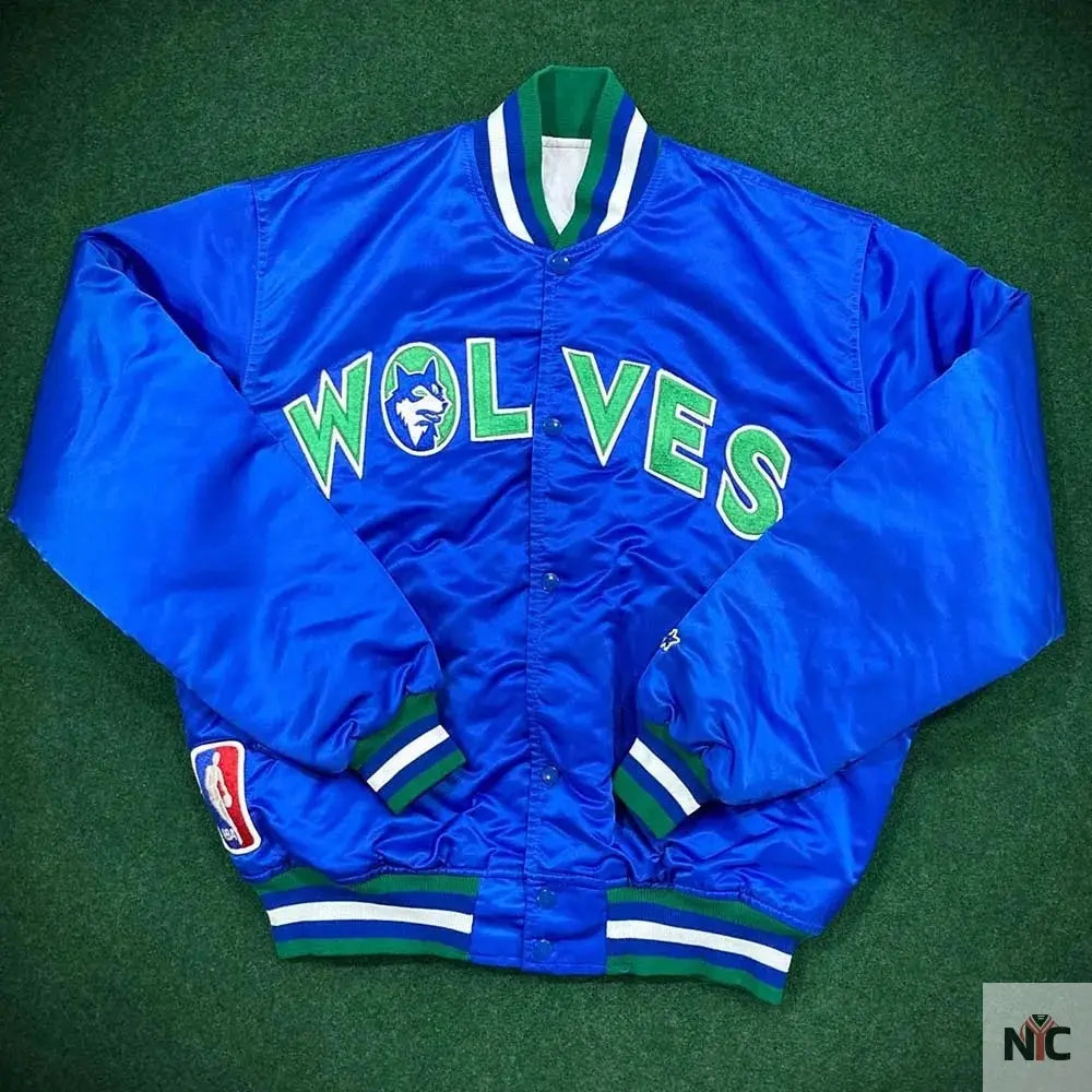 Minnesota Timberwolves 90’s Blue Satin Jacket NYC Jackets