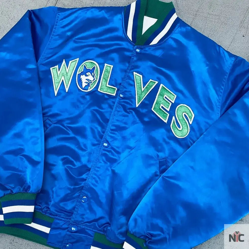 Minnesota Timberwolves 90’s Blue Satin Jacket NYC Jackets