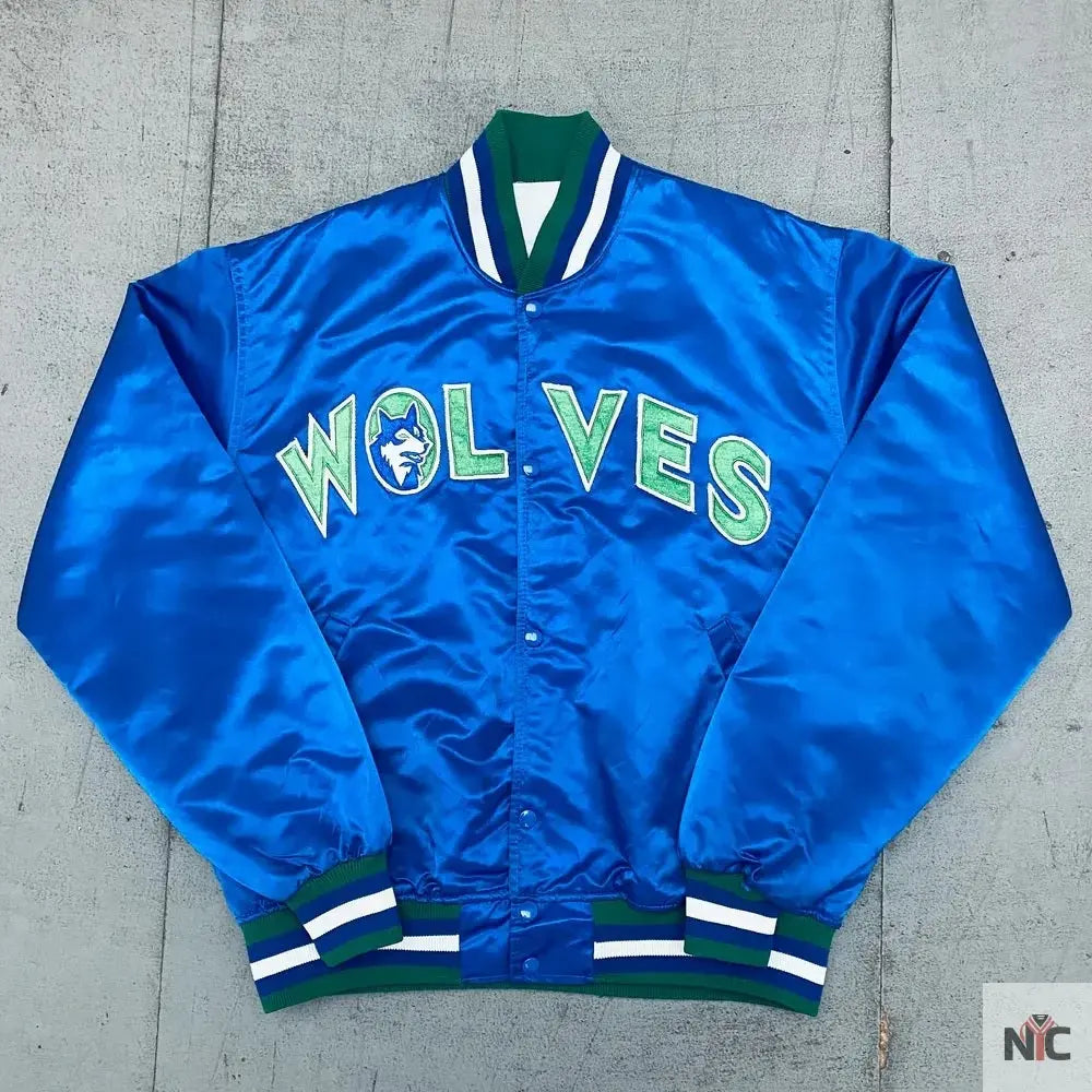 Minnesota Timberwolves 90’s Blue Satin Jacket NYC Jackets