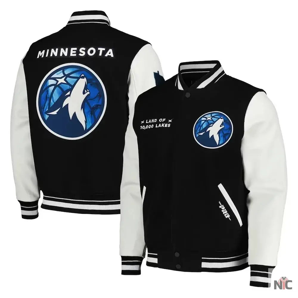 Minnesota Timberwolves City Edition Black Varsity Jacket NYC Jackets