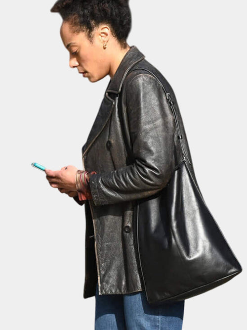 Missing You S01 Kat Donovan Black Leather Coat NYC Jackets