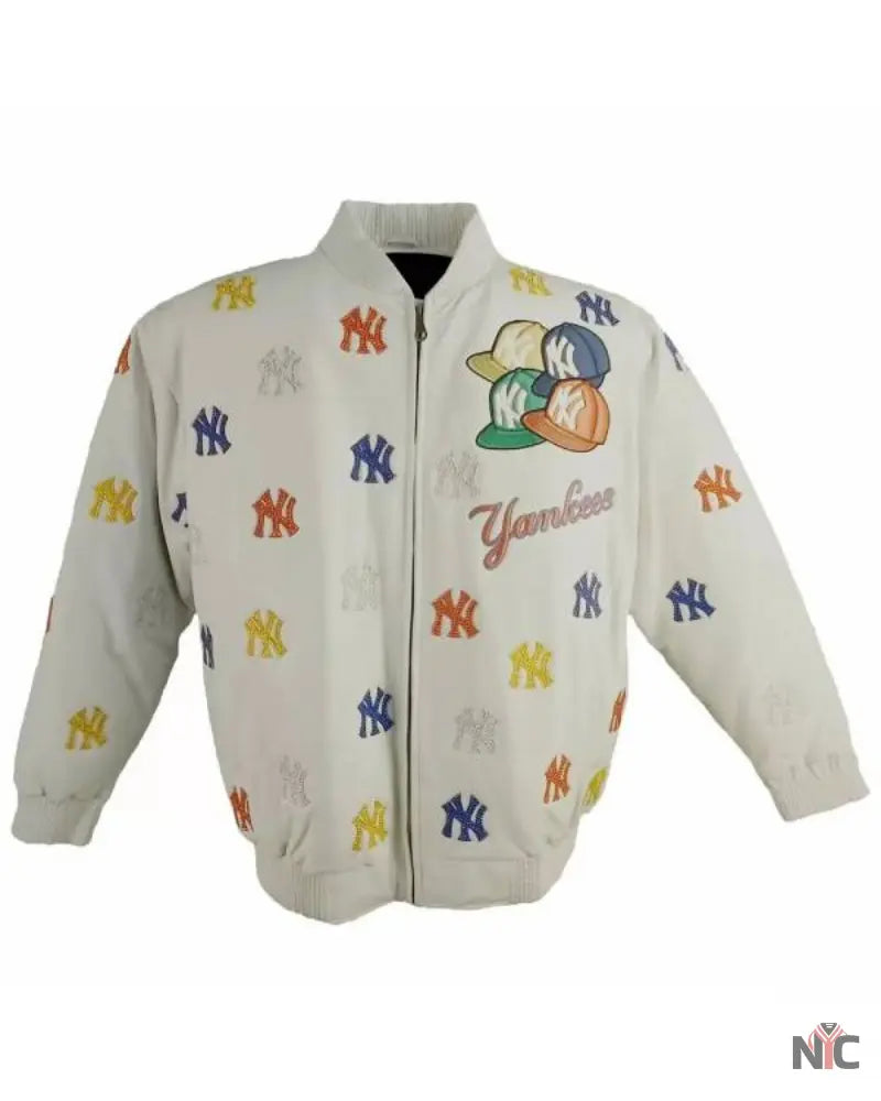 Mlb New York Yankees White Leather Jacket NYC Jackets