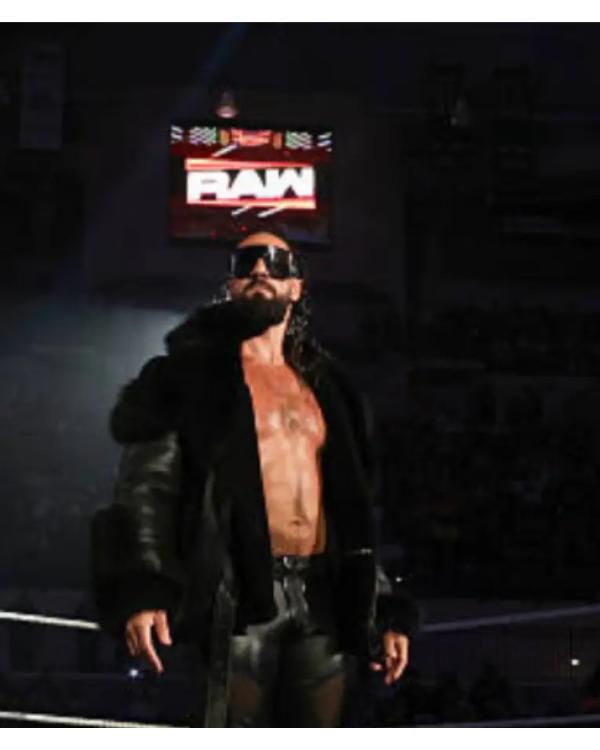 Seth Rollins Monday Night RAW Black Leather Fur Jacket NYC Jackets