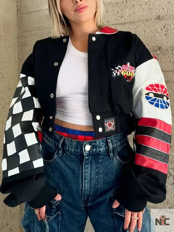 NASCAR Coca Cola 600 Black Cropped Jacket NYC Jackets