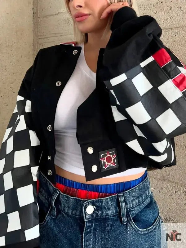 NASCAR Coca Cola 600 Black Cropped Jacket NYC Jackets