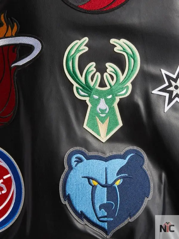 NBA Collage Faux Leather Jacket NYC Jackets