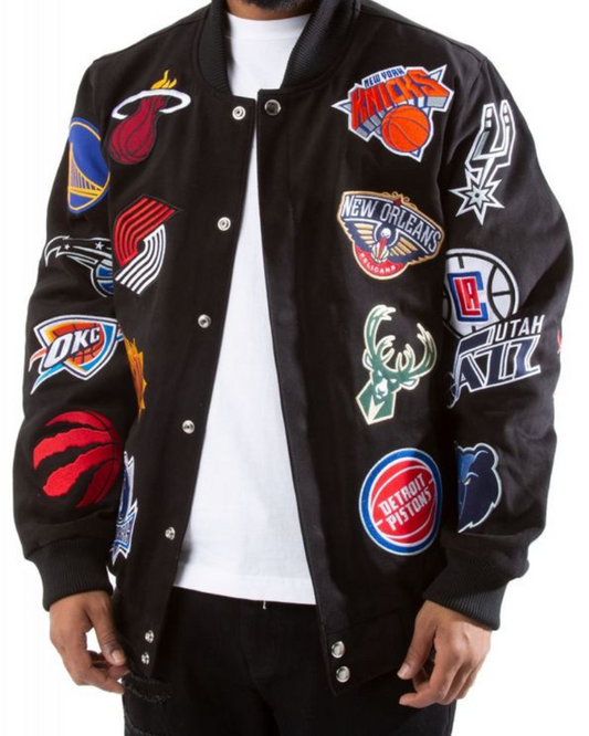 NBA Collage Patch Bomber Jacket