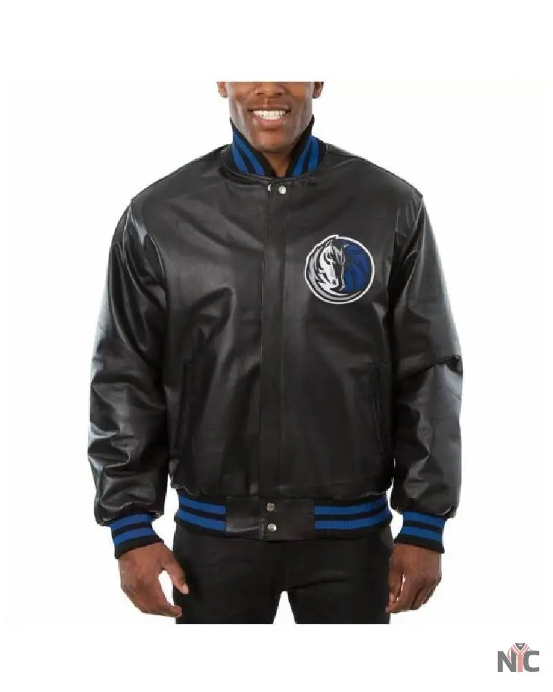 NBA Dallas Mavericks Jeff Hamilton Black Leather Jacket NYC Jackets