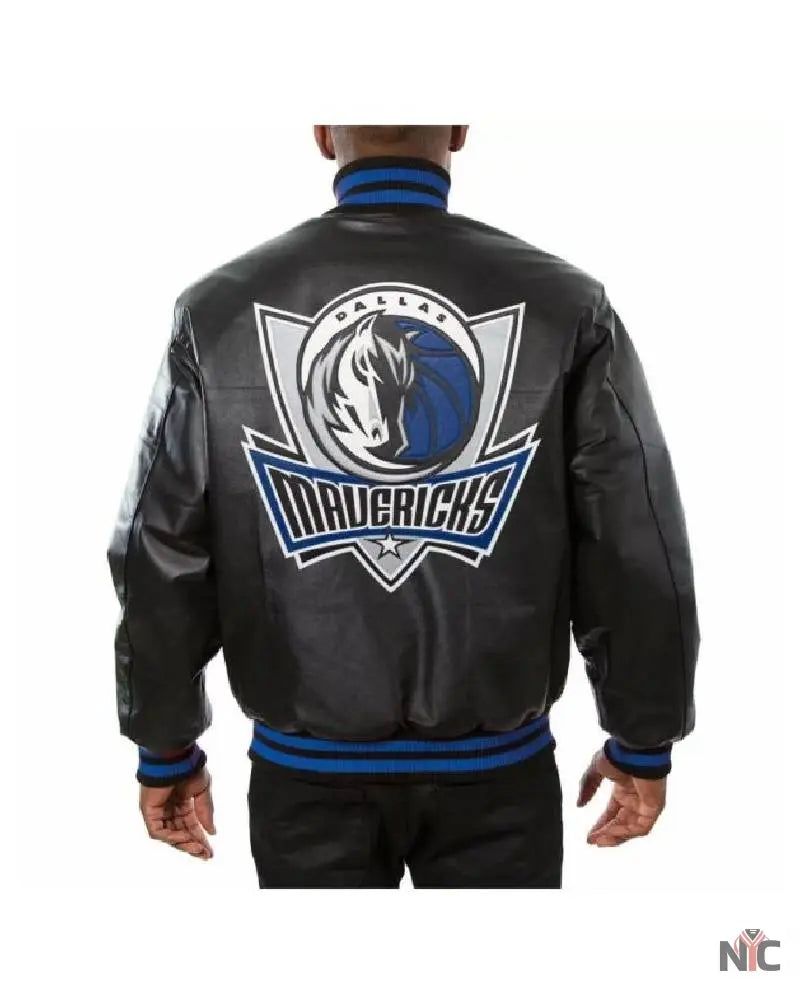 NBA Dallas Mavericks Jeff Hamilton Black Leather Jacket NYC Jackets