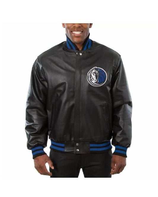NBA Dallas Mavericks Jeff Hamilton Black Leather Jacket