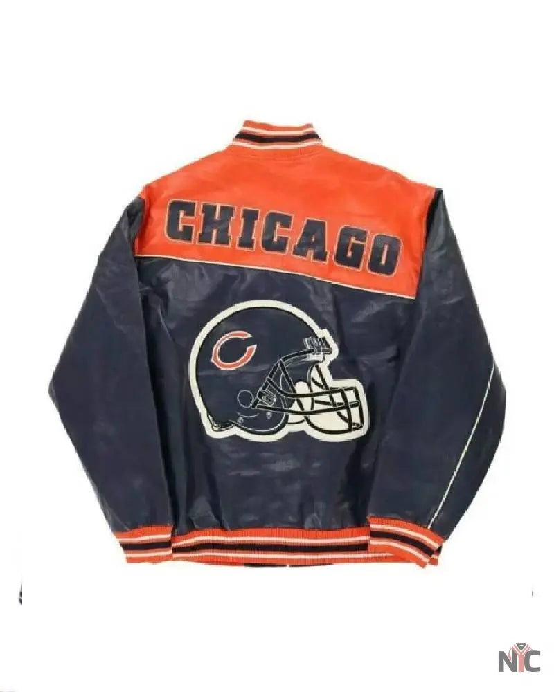 NFL Chicago Bears Orange Jeff Hamilton Leather Jacket NYC Jackets